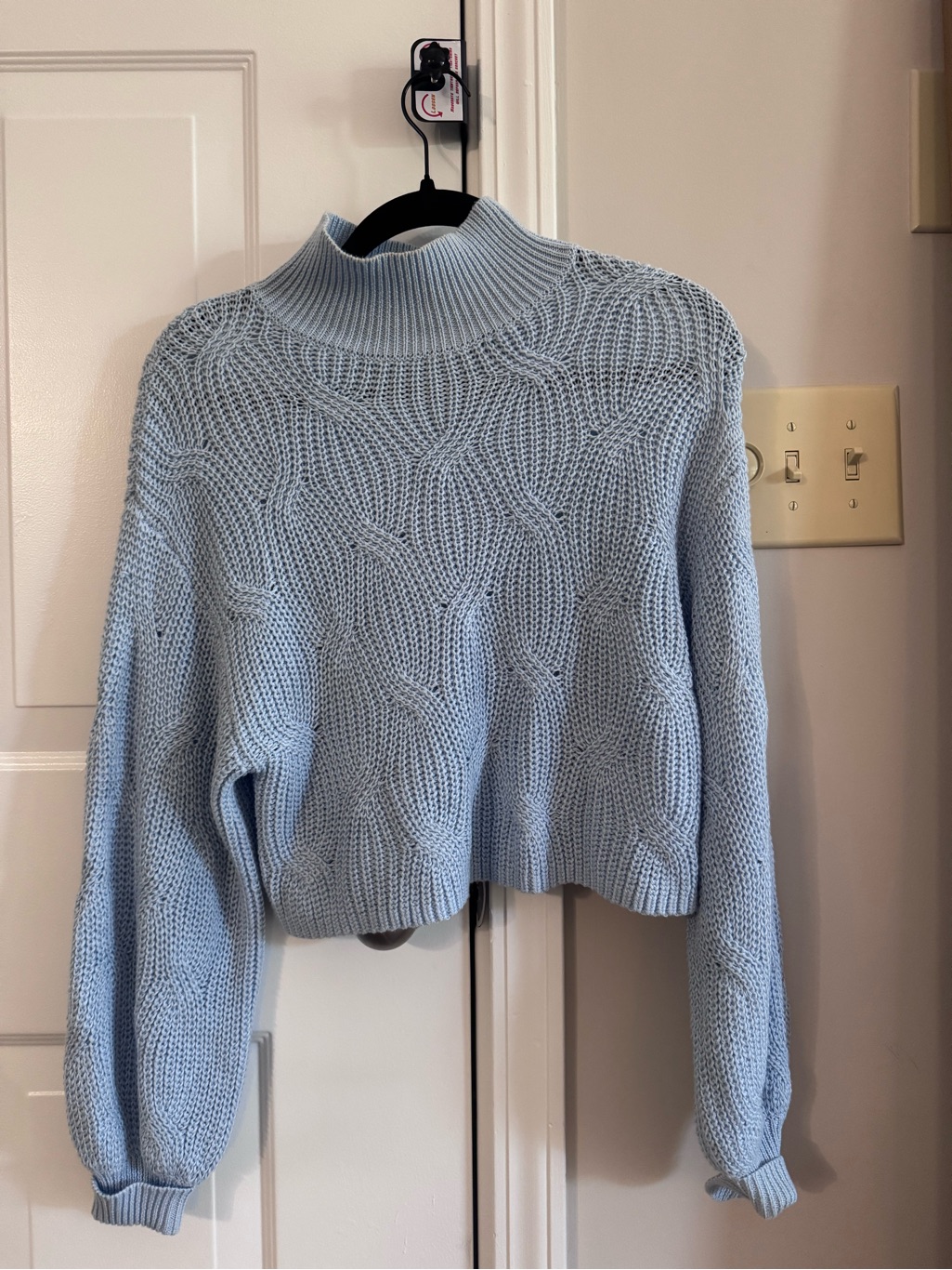Altar'd State Light Blue Cable-Knit Turtleneck Sweater